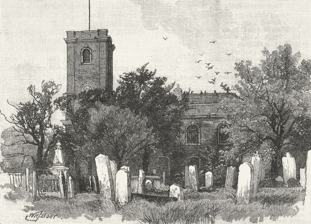 WOOLWICH. The Parish Church, Woolwich 1888 old antique vintage print picture